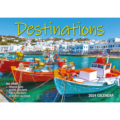 Destinations - 2024 Rectangle Wall Calendar 16 Months Planner Travel Photos Gift V474-614565