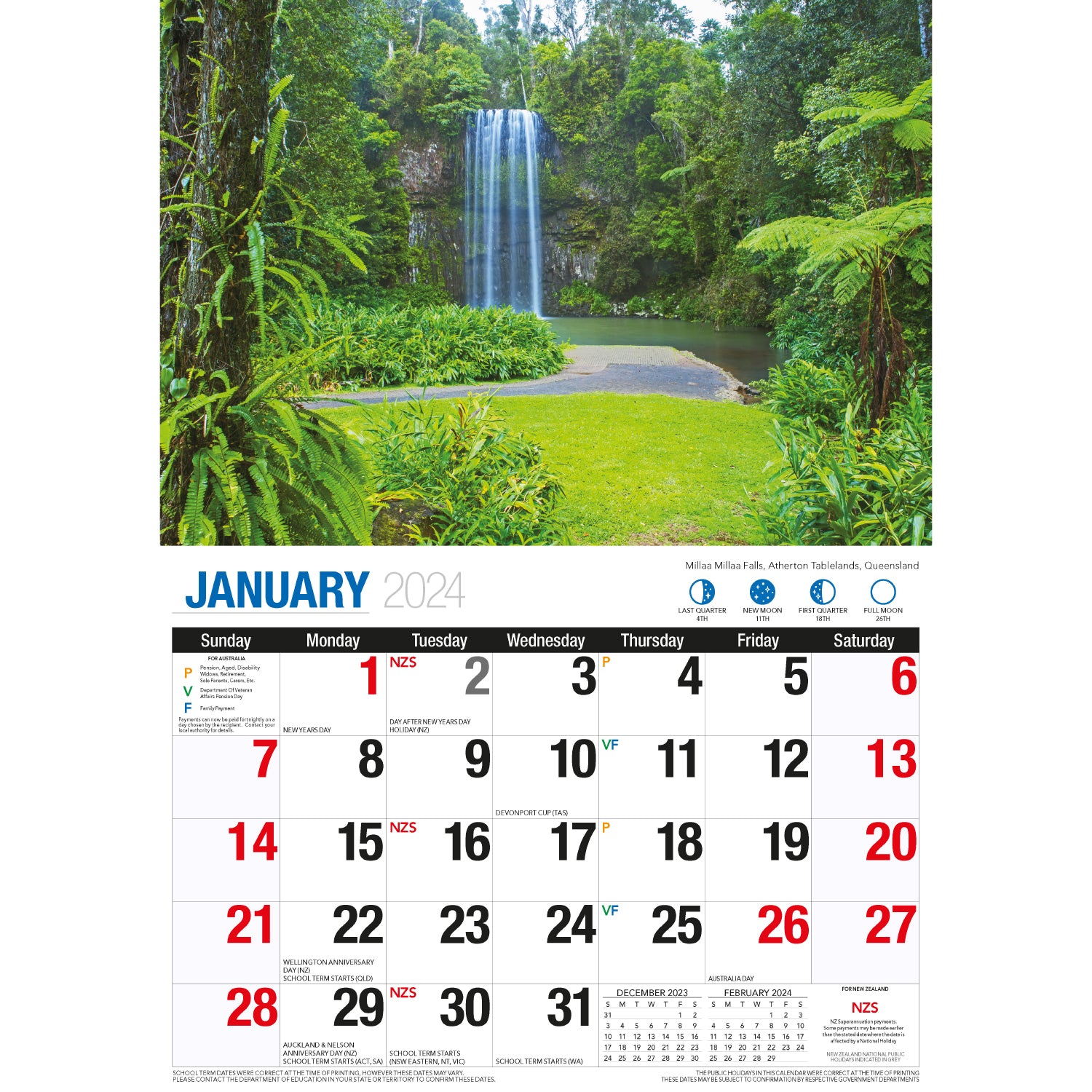 Australian Natural Wonders 2024 Rectangle Wall Calendar 16 Months Planner Photos V474-614568