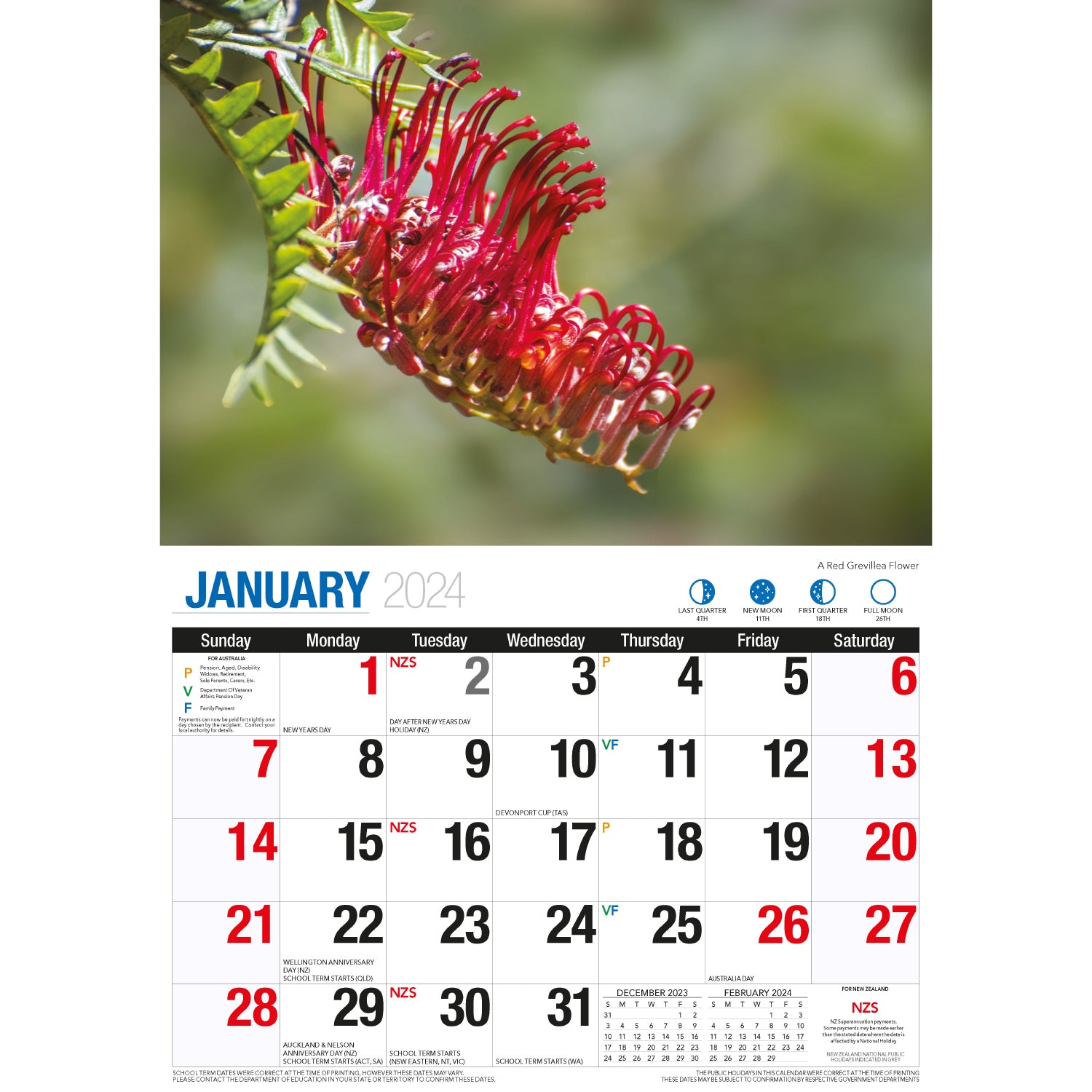 Wildflowers of Australia - 2024 Rectangle Wall Calendar 16 Months Floral Images V474-614571