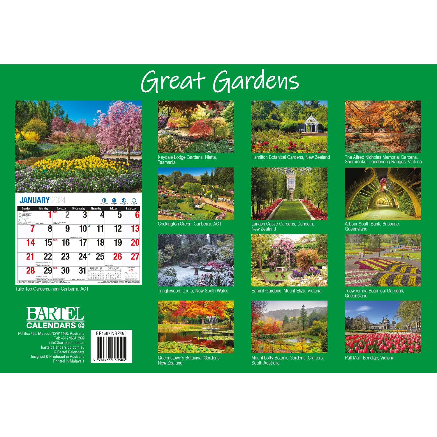 Great Gardens - 2024 Rectangle Wall Calendar 16 Months Beautiful Garden Photos V474-614573