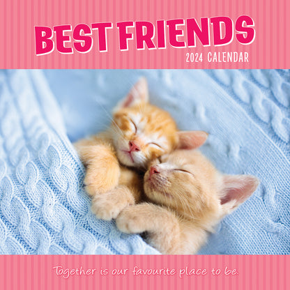 Best Friends - 2024 Square Wall Calendar Pets Animals 16 Months Premium Planner V474-615357