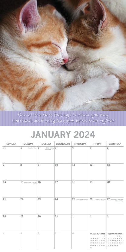 Hugs - 2024 Square Wall Calendar Pets Animals 16 Months Premium Planner New Year V474-615358