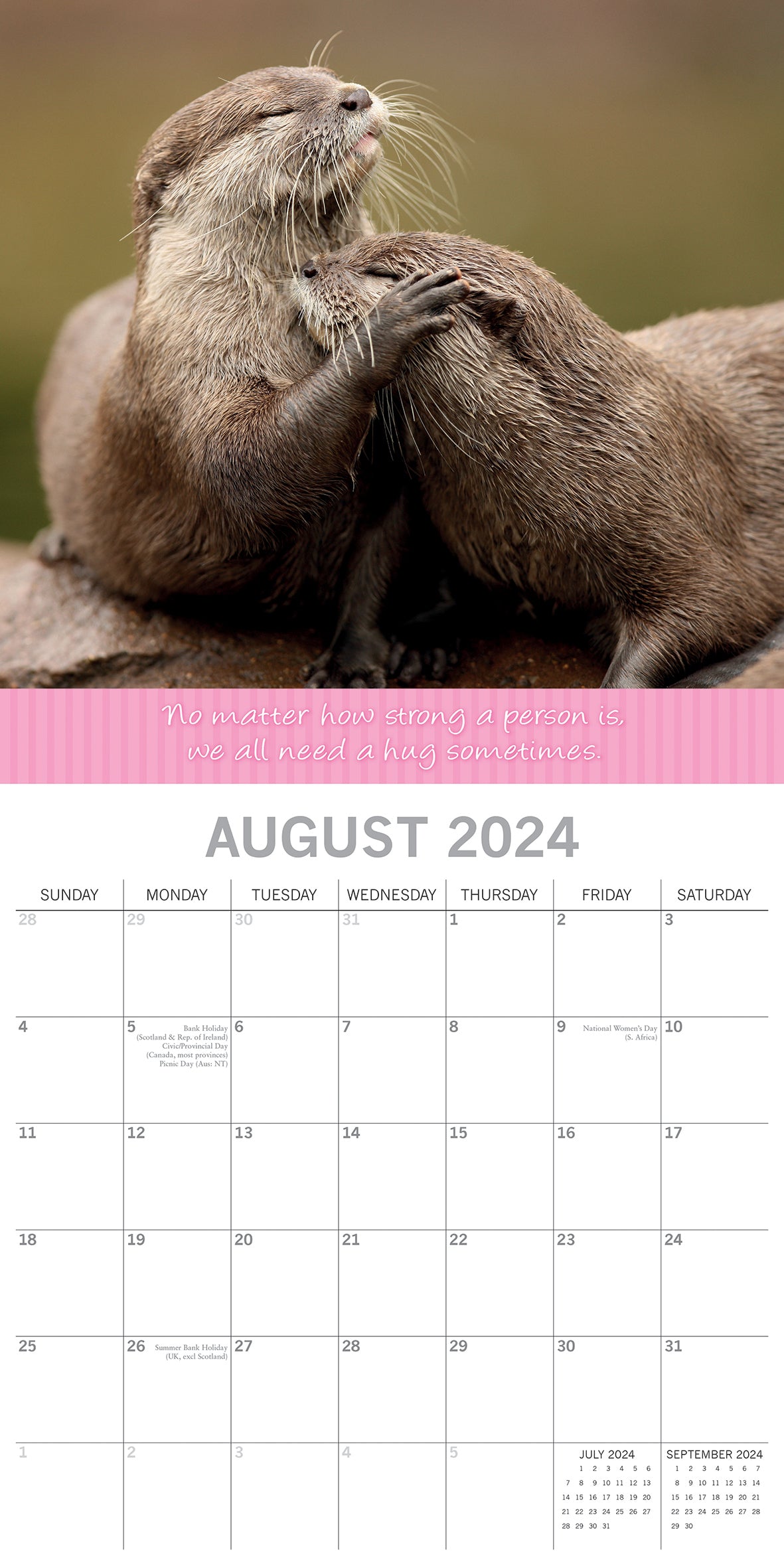 Hugs - 2024 Square Wall Calendar Pets Animals 16 Months Premium Planner New Year V474-615358