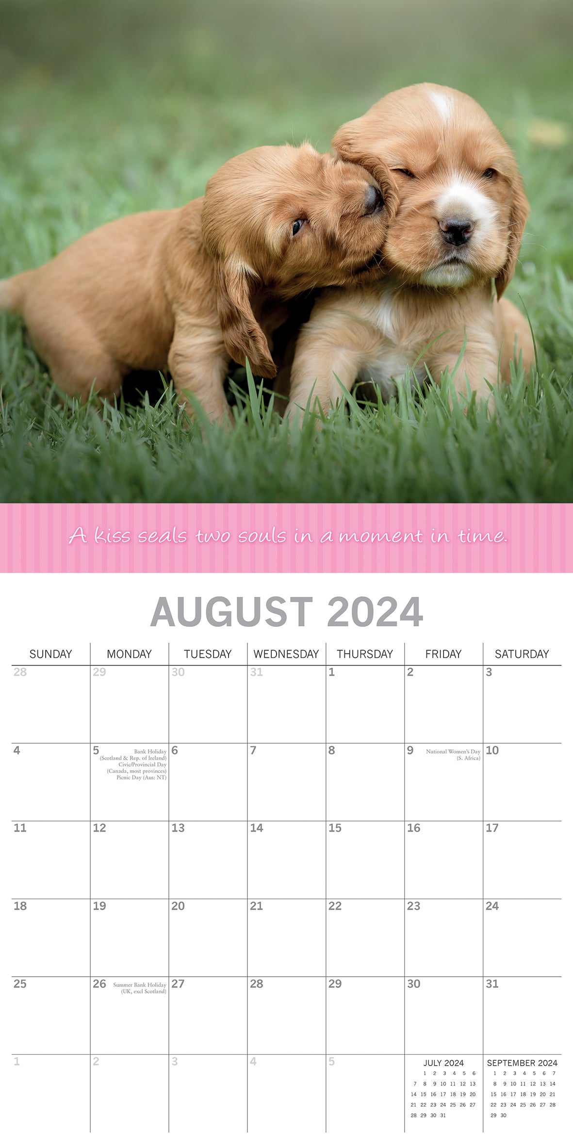 Kisses 2024 Square Wall Calendar Pets Animals 16 Months Premium Planner New Year V474-615359