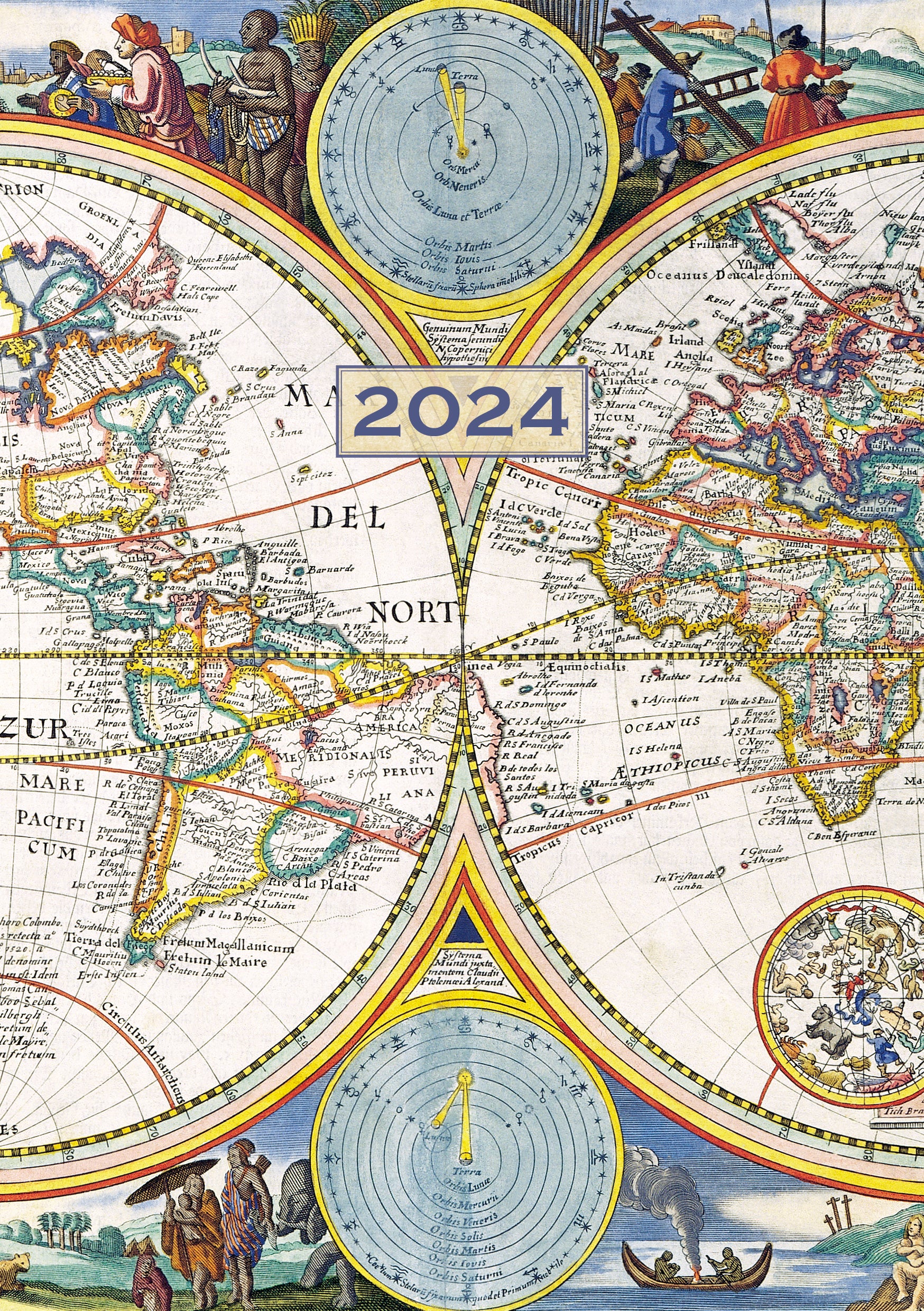 Antique Maps 2024 A5 Padded Cover Diary Premium Planner Book Xmas New Year Gift V474-617536