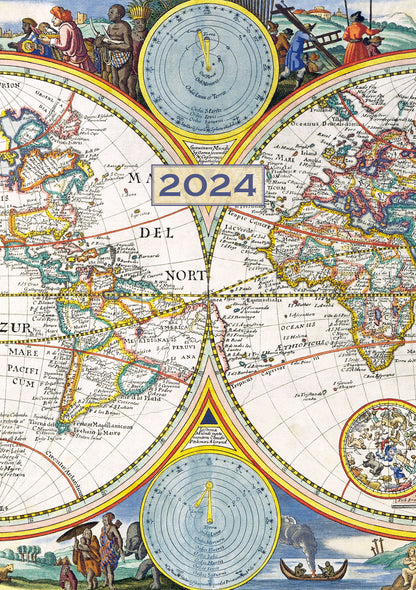 Antique Maps 2024 A5 Padded Cover Diary Premium Planner Book Xmas New Year Gift V474-617536