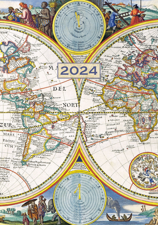 Antique Maps 2024 A5 Padded Cover Diary Premium Planner Book Xmas New Year Gift V474-617536