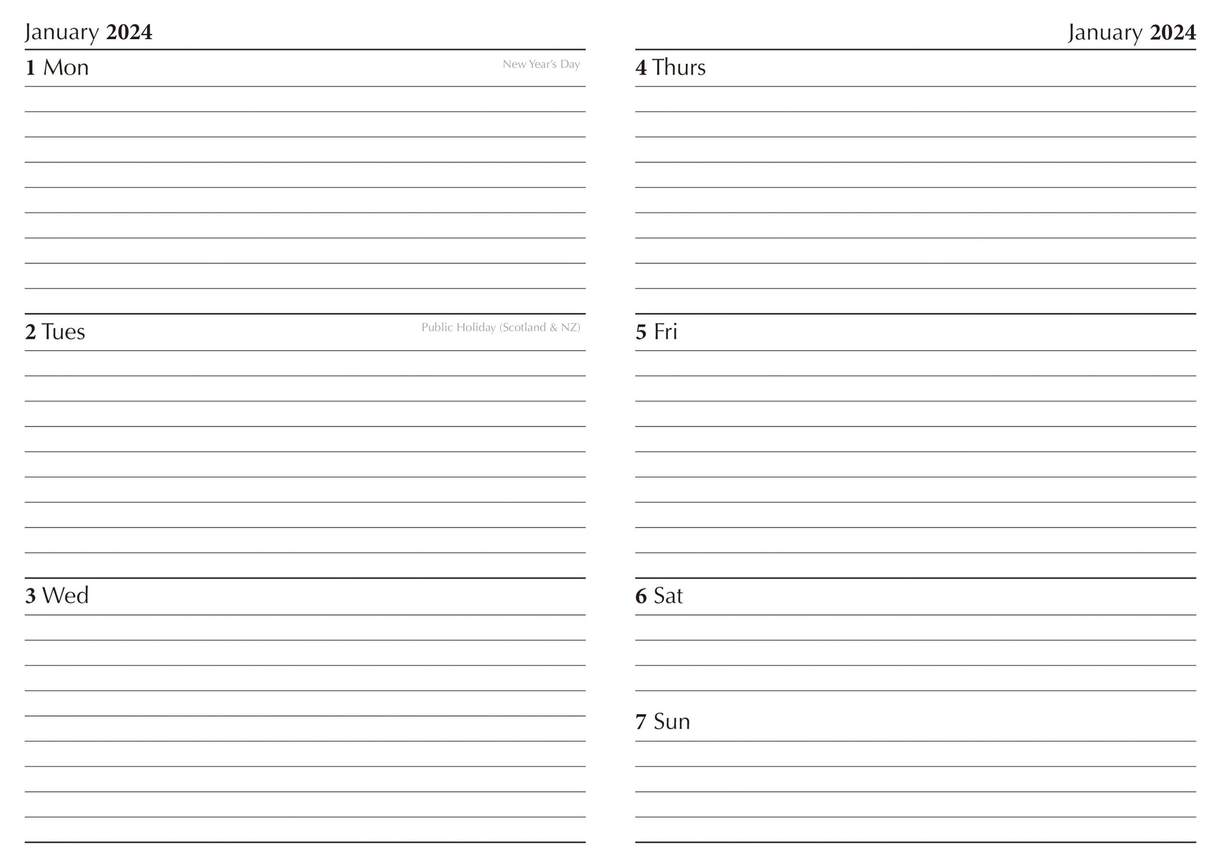 Hokusai 2024 A5 Padded Cover Diary Premium Planner Book Christmas New Year Gift V474-617544