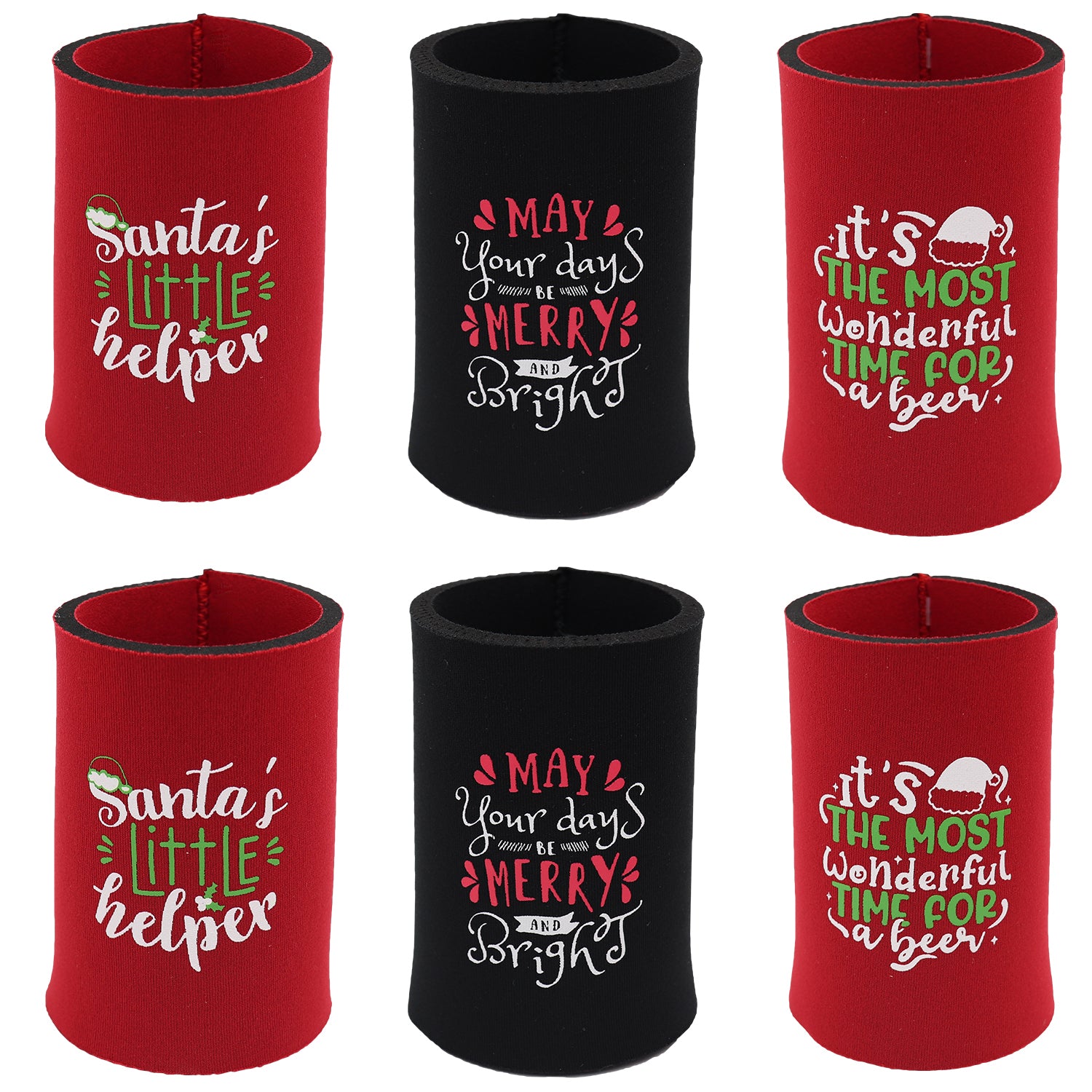 6x Christmas Stubby Stubbie Holders Beer Bottle Drink Can Cooler Santa Reindeer, B V474-623220