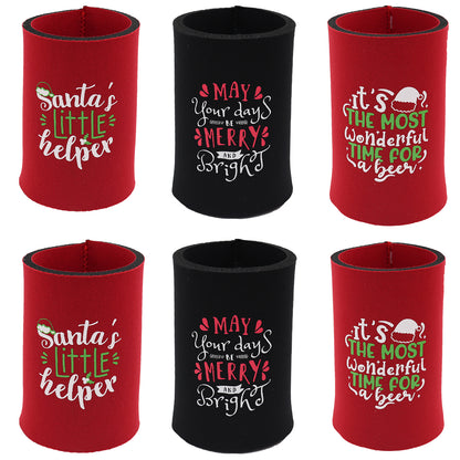 6x Christmas Stubby Stubbie Holders Beer Bottle Drink Can Cooler Santa Reindeer, B V474-623220