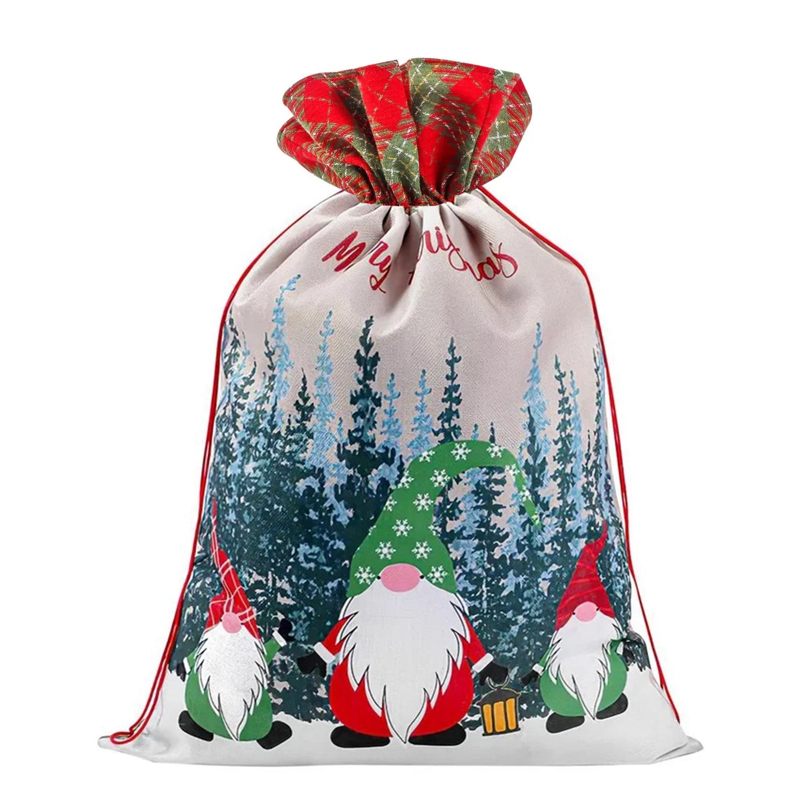 50x70cm Canvas Hessian Christmas Santa Sack Xmas Stocking Reindeer Kids Gift Bag, Cream - Faceless Santa (B) V474-624983