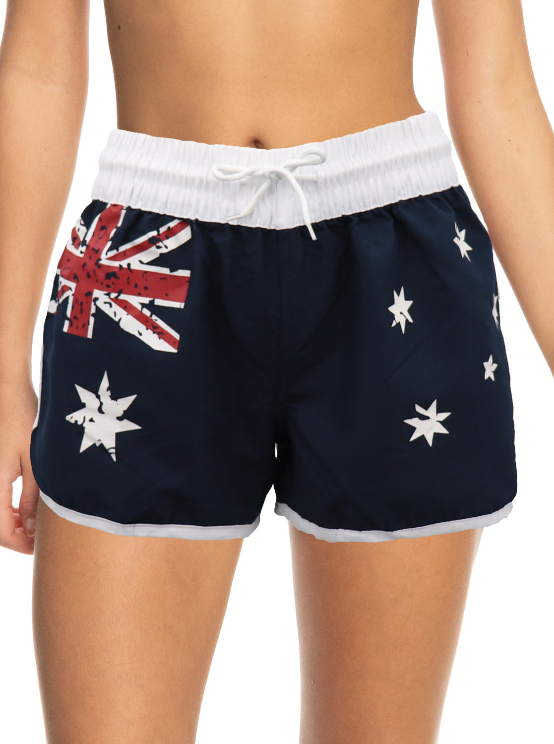 Ladies' Women's Board Shorts Australian Day Flag Gym Beach Aussie Swim Souvenir, Navy, 10 V474-626047