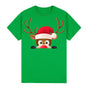 100% Cotton Christmas T-shirt Adult Unisex Tee Tops Funny Santa Party Custume, Reindeer Head (Green), S V474-626526