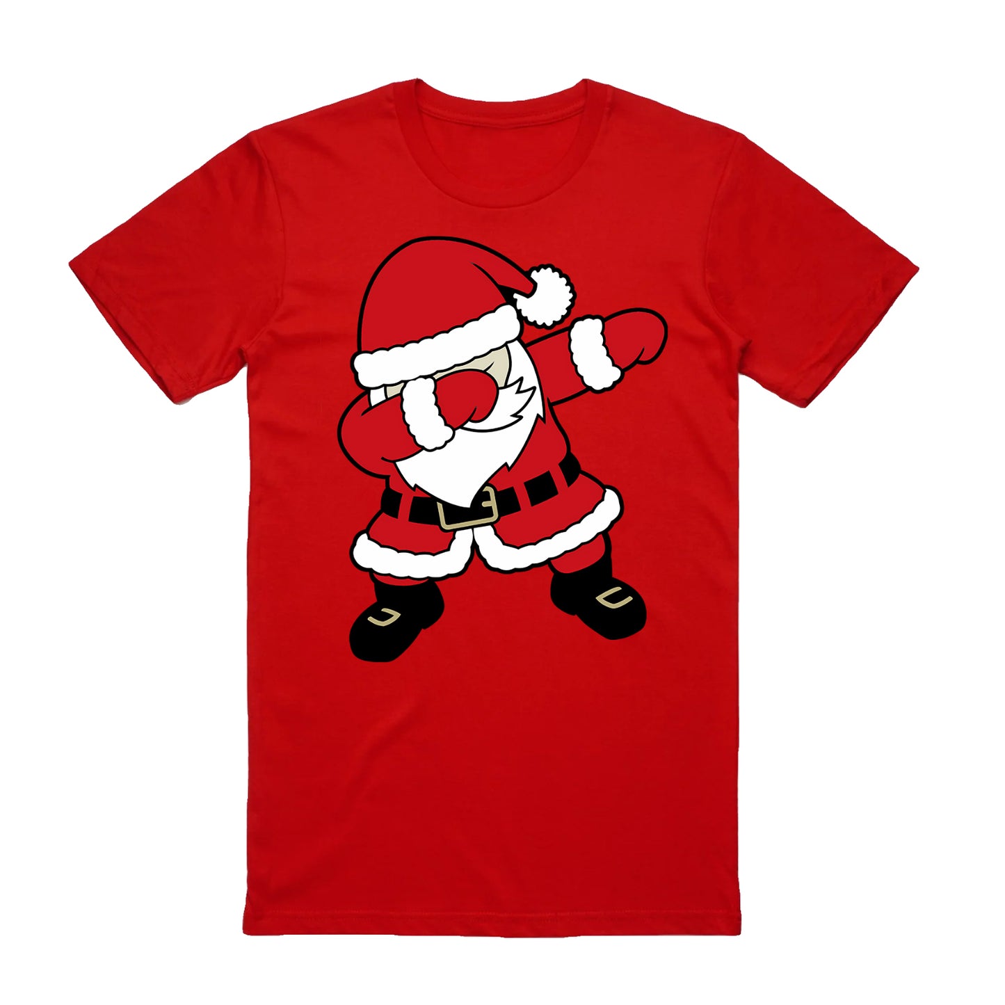 100% Cotton Christmas T-shirt Adult Unisex Tee Tops Funny Santa Party Custume, Dancing Santa (Red), 2XL V474-626596