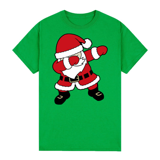100% Cotton Christmas T-shirt Adult Unisex Tee Tops Funny Santa Party Custume, Dancing Santa (Green), XL V474-626613