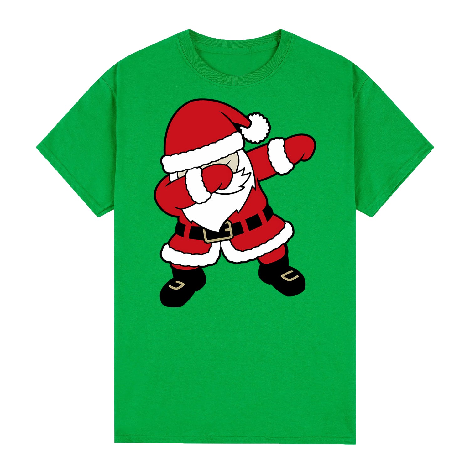 100% Cotton Christmas T-shirt Adult Unisex Tee Tops Funny Santa Party Custume, Dancing Santa (Green), 2XL V474-626614