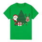 100% Cotton Christmas T-shirt Adult Unisex Tee Tops Funny Santa Party Custume, Santa with Tree (Green), XL V474-626649