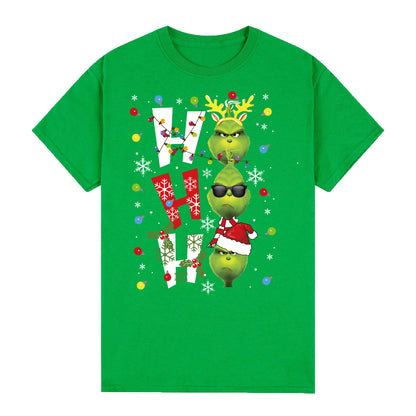 100% Cotton Christmas T-shirt Adult Unisex Tee Tops Funny Santa Party Custume, Shrek (Green), 3XL V474-626663