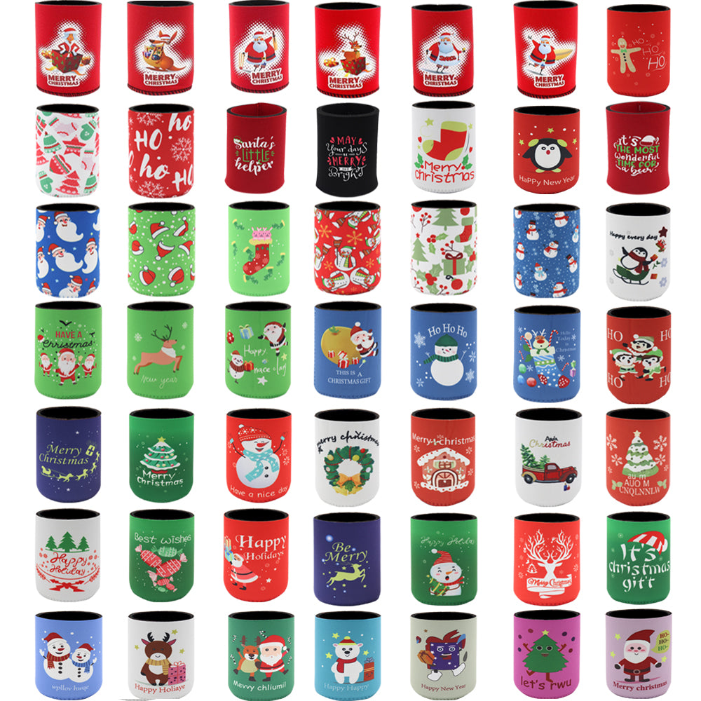 6x Christmas Stubby Stubbie Holders Beer Bottle Drink Can Cooler Santa Reindeer, E V474-626825