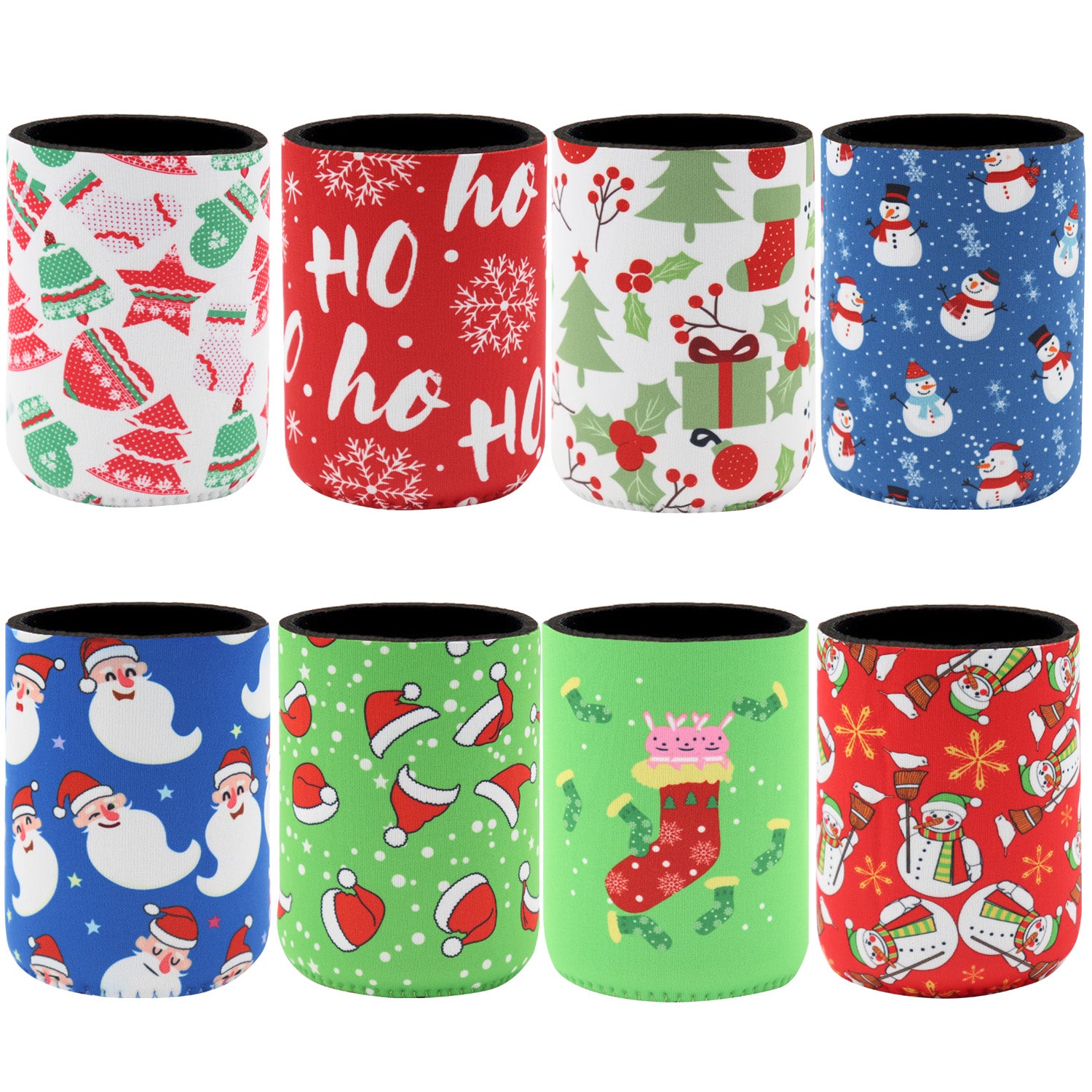 8x Christmas Stubby Stubbie Holders Beer Bottle Drink Can Cooler Santa Reindeer, G V474-626827