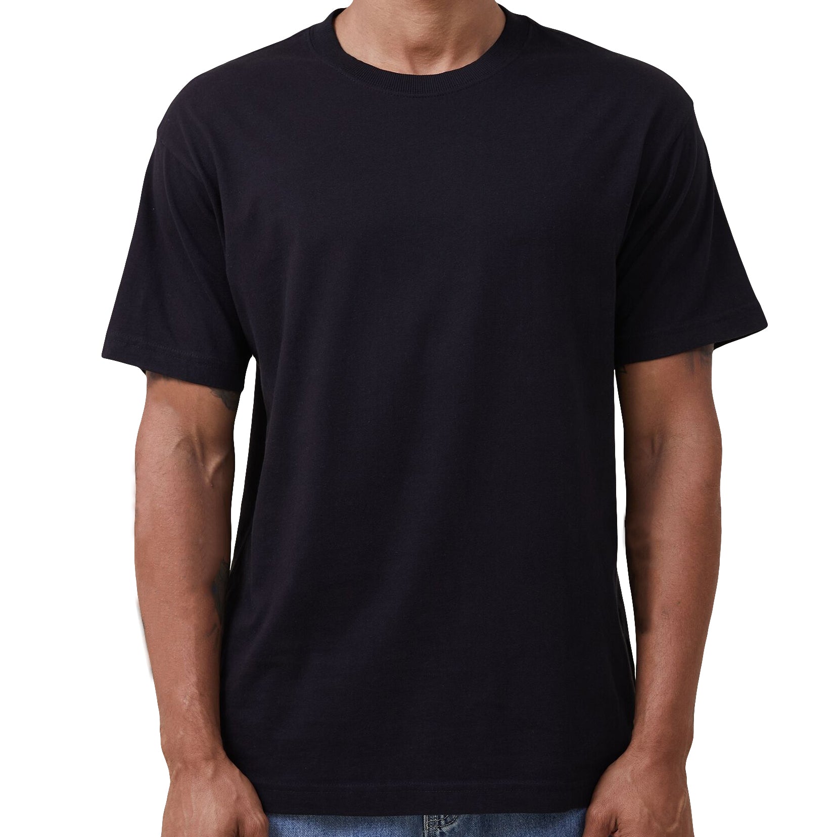 Adult 100% Cotton T-Shirt Unisex Men's Basic Plain Blank Crew Tee Tops Shirts, Dark Blue, XL V474-628055