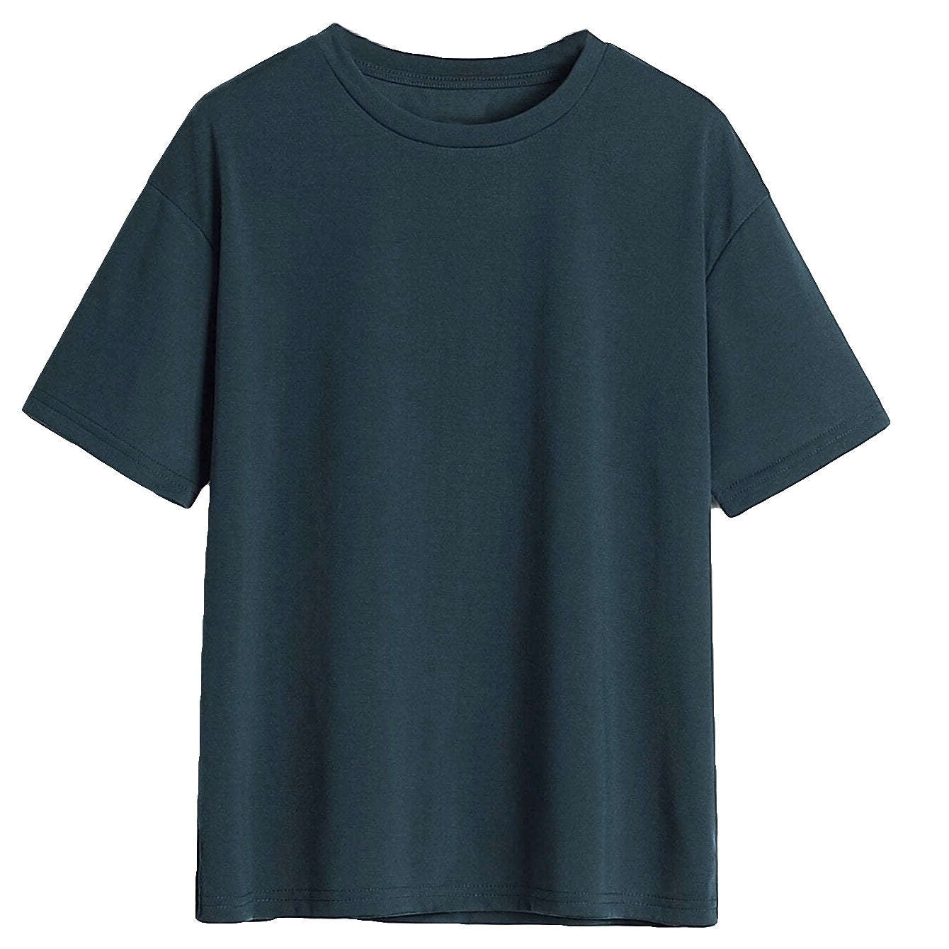 Adult 100% Cotton T-Shirt Unisex Men's Basic Plain Blank Crew Tee Tops Shirts, Dark Blue, 3XL V474-628057