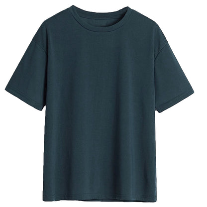 Adult 100% Cotton T-Shirt Unisex Men's Basic Plain Blank Crew Tee Tops Shirts, Dark Blue, 3XL V474-628057