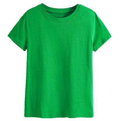 Adult 100% Cotton T-Shirt Unisex Men's Basic Plain Blank Crew Tee Tops Shirts, Green, 3XL V474-628075