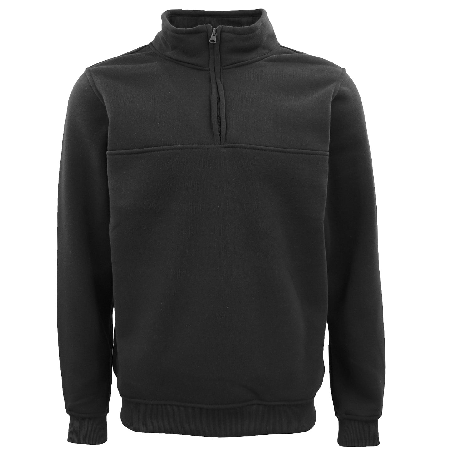 New Men's Unisex Adult Half-Zip Fleece Jumper Pullover Stand Collar Jacket Shirt, Black, S