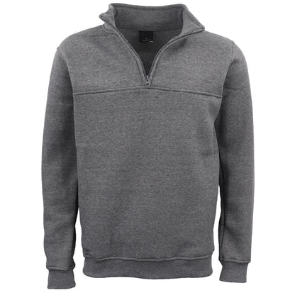 New Men's Unisex Adult Half-Zip Fleece Jumper Pullover Stand Collar Jacket Shirt, Dark Grey, M V474-628691