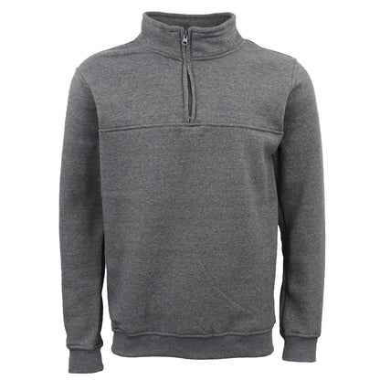 New Men's Unisex Adult Half-Zip Fleece Jumper Pullover Stand Collar Jacket Shirt, Dark Grey, 3XL V474-628695
