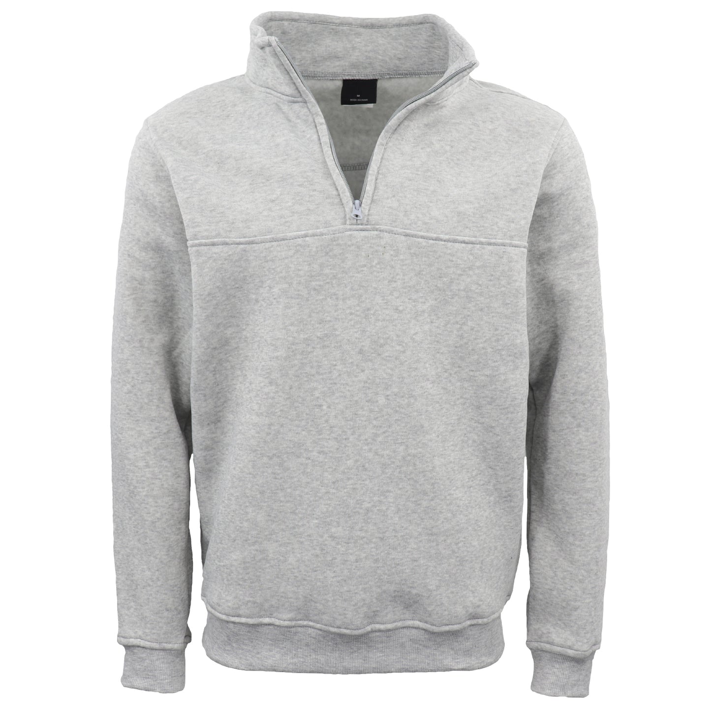 New Men's Unisex Adult Half-Zip Fleece Jumper Pullover Stand Collar Jacket Shirt, Light Grey, L V474-628699