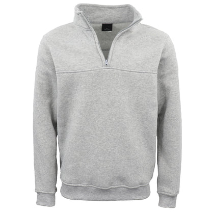 New Men's Unisex Adult Half-Zip Fleece Jumper Pullover Stand Collar Jacket Shirt, Light Grey, XL V474-628700