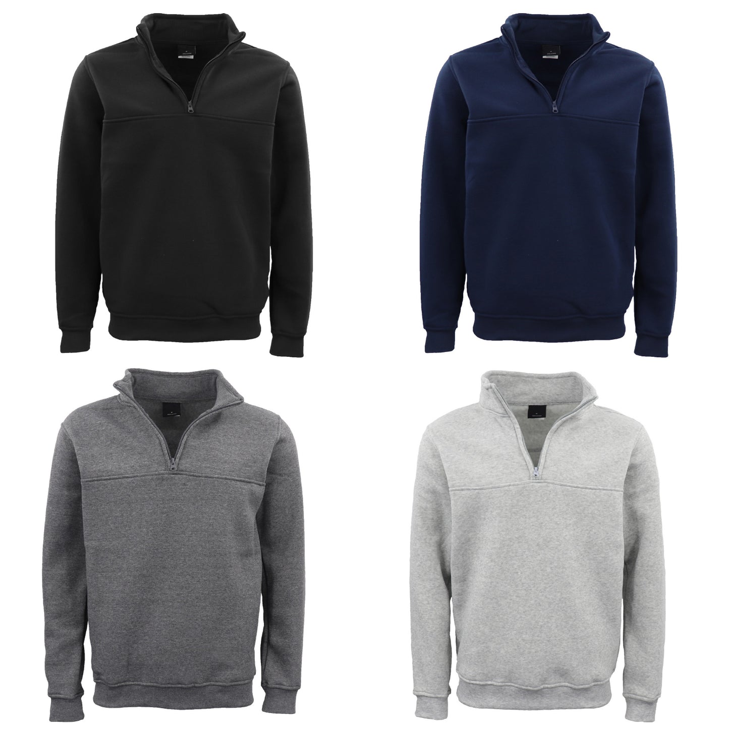New Men's Unisex Adult Half-Zip Fleece Jumper Pullover Stand Collar Jacket Shirt, Light Grey, XL V474-628700