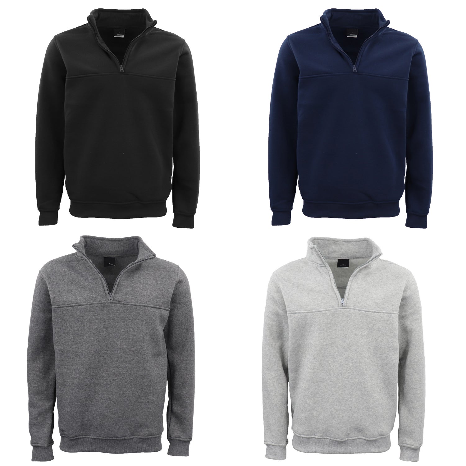 New Men's Unisex Adult Half-Zip Fleece Jumper Pullover Stand Collar Jacket Shirt, Light Grey, XL V474-628700