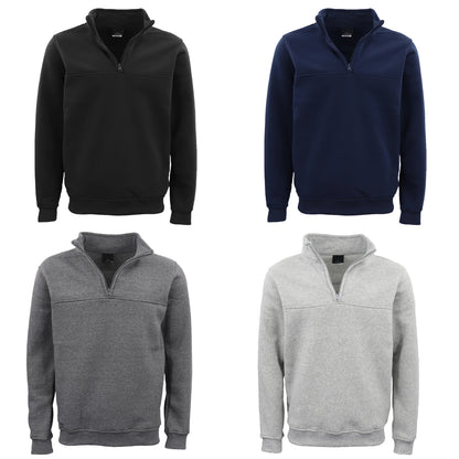 New Men's Unisex Adult Half-Zip Fleece Jumper Pullover Stand Collar Jacket Shirt, Light Grey, XL V474-628700
