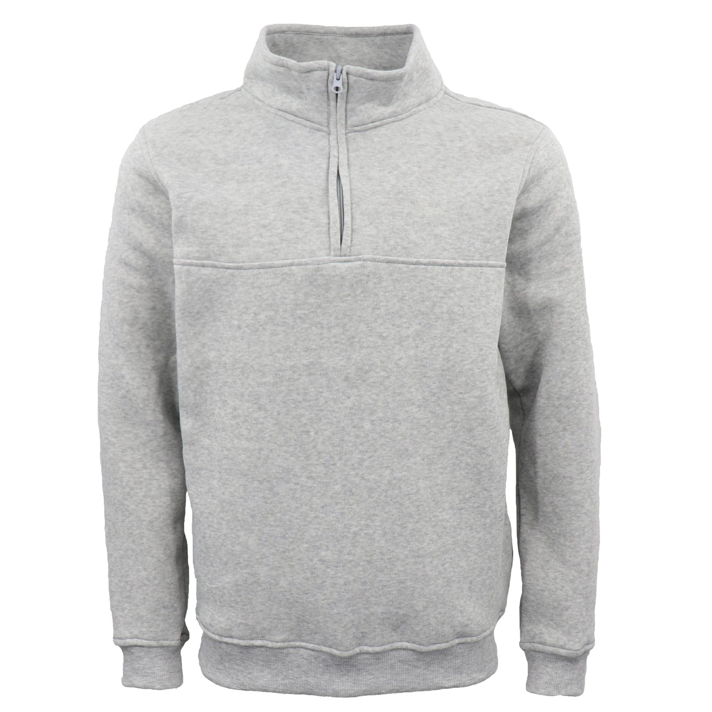 New Men's Unisex Adult Half-Zip Fleece Jumper Pullover Stand Collar Jacket Shirt, Light Grey, 2XL V474-628701