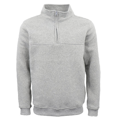 New Men's Unisex Adult Half-Zip Fleece Jumper Pullover Stand Collar Jacket Shirt, Light Grey, 2XL V474-628701