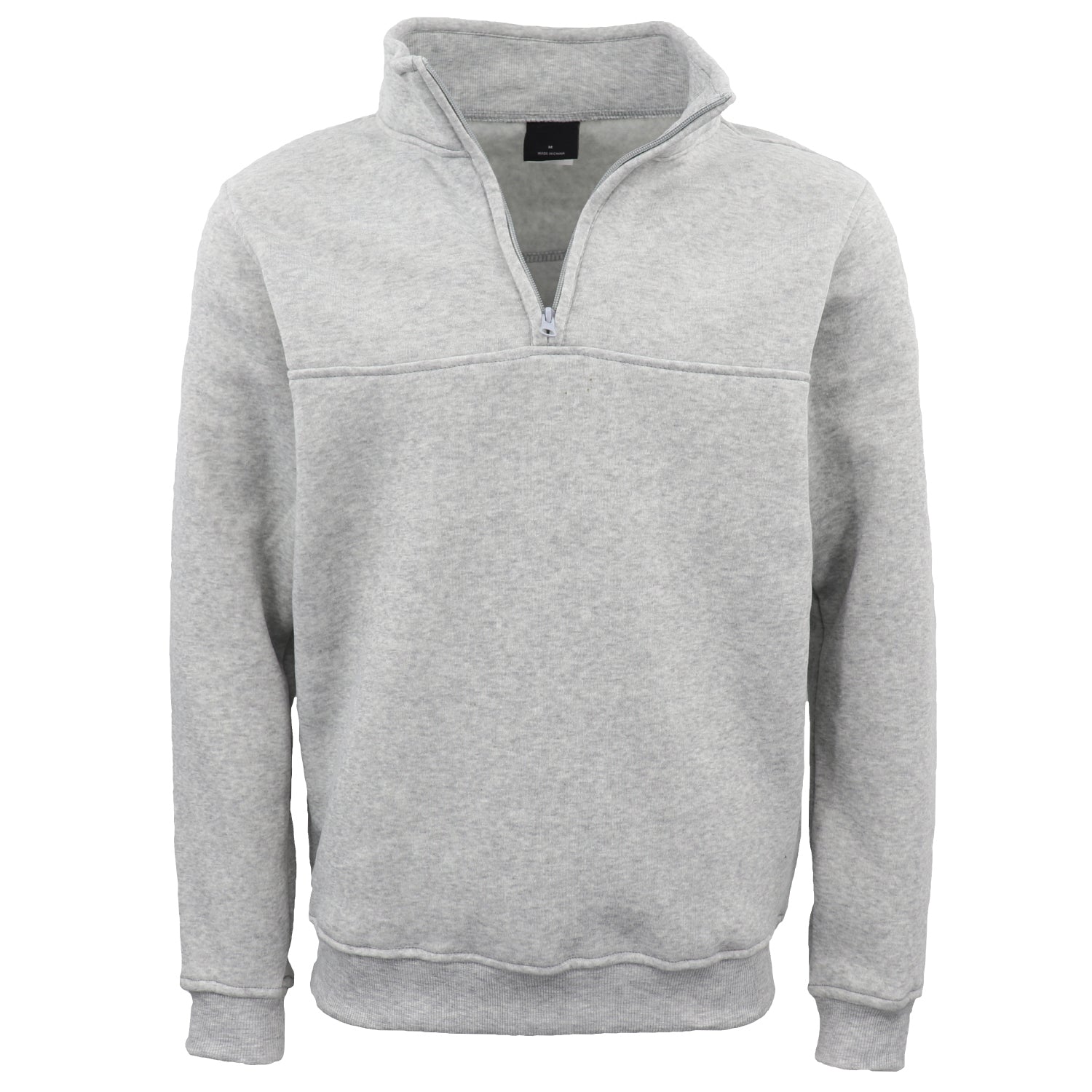 New Men's Unisex Adult Half-Zip Fleece Jumper Pullover Stand Collar Jacket Shirt, Light Grey, 3XL V474-628702