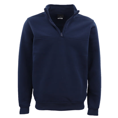 New Men's Unisex Adult Half-Zip Fleece Jumper Pullover Stand Collar Jacket Shirt, Navy, S V474-628704