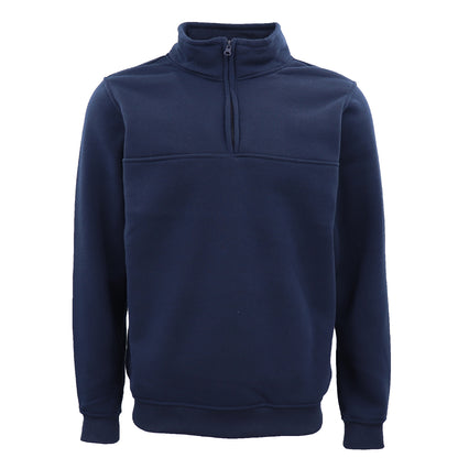 New Men's Unisex Adult Half-Zip Fleece Jumper Pullover Stand Collar Jacket Shirt, Navy, S V474-628704