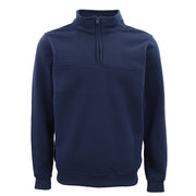 New Men's Unisex Adult Half-Zip Fleece Jumper Pullover Stand Collar Jacket Shirt, Navy, XL