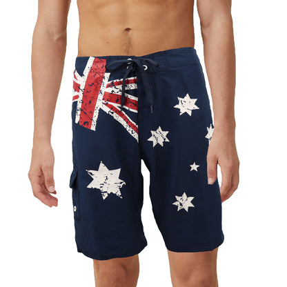 Men's Adult Board Shorts Australian Flag Australia Day Souvenir Navy Beach Wear, Navy, M V474-629689