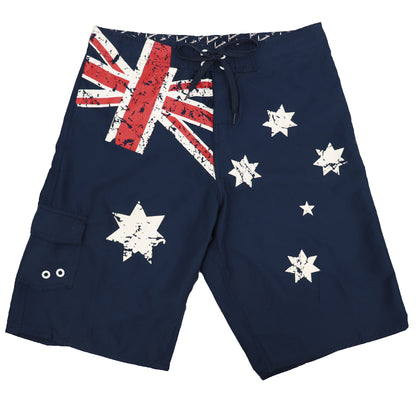 Men's Adult Board Shorts Australian Flag Australia Day Souvenir Navy Beach Wear, Navy, L V474-629690