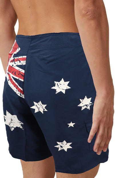 Men's Adult Board Shorts Australian Flag Australia Day Souvenir Navy Beach Wear, Navy, 3XL V474-629693