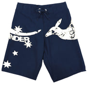 Men's Adult Board Shorts Australia Day Kangaroo Down Under Souvenir Beach Wear, Navy/White, L V474-629719