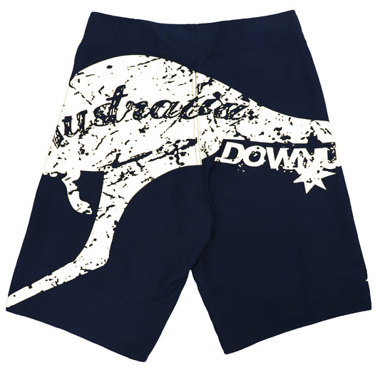 Men's Adult Board Shorts Australia Day Kangaroo Down Under Souvenir Beach Wear, Navy/White, XL V474-629720