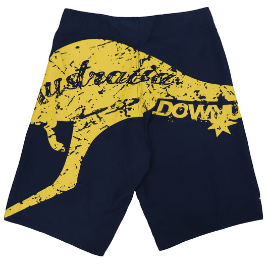Men's Adult Board Shorts Australia Day Kangaroo Down Under Souvenir Beach Wear, Navy/Yellow, S V474-629722