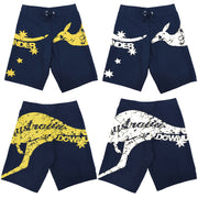 Men's Adult Board Shorts Australia Day Kangaroo Down Under Souvenir Beach Wear, Navy/Yellow, S V474-629722