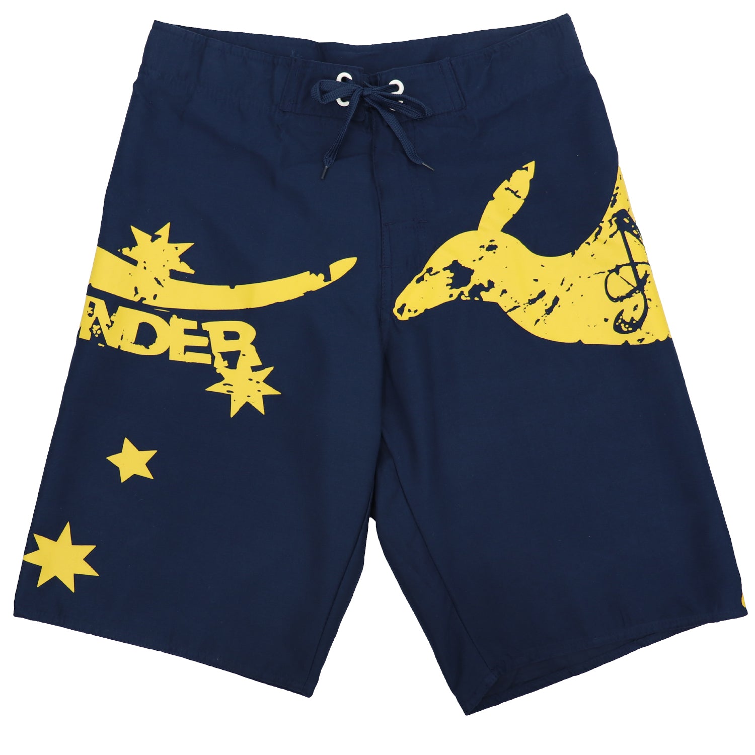 Men's Adult Board Shorts Australia Day Kangaroo Down Under Souvenir Beach Wear, Navy/Yellow, L V474-629724